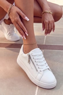 Γυναικεία Λευκά Sneakers με ανάγλυφη υφή και αναπαυτική σόλα