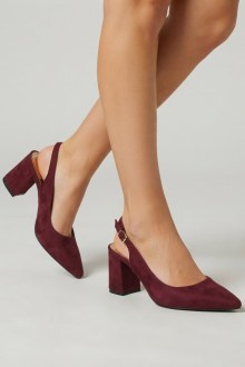 Γυναικείες Μπορντό Σουέτ Slingback Γόβες με Χοντρό Τακούνι