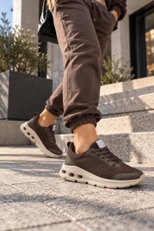 Γυναικεία Ανατομικά Sneakers Υφασμάτινα με Αερόσολα Καφέ