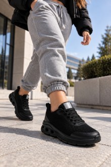 Γυναικεία Ανατομικά Sneakers Υφασμάτινα με Αερόσολα Μαύρα