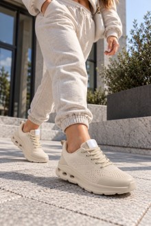 Γυναικεία Ανατομικά Sneakers Υφασμάτινα με Αερόσολα Μπεζ